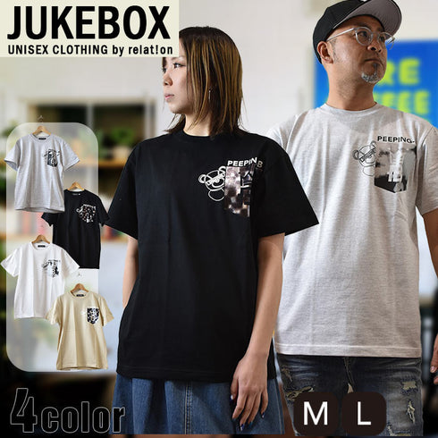 【JUKEBOX】ポケット風のぞきクマ半袖Tシャツ