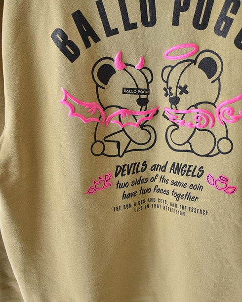【JUKEBOX】天使と悪魔クマ　スウェットジップパーカー