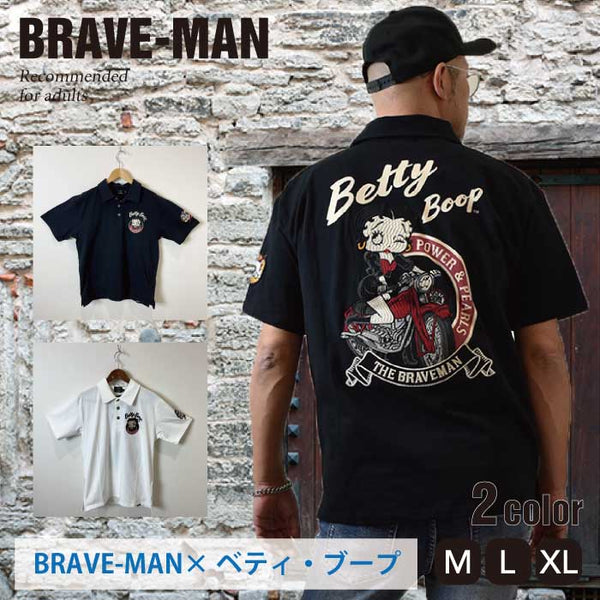 【THE BRAVE-MAN×BETTY BOOP】 刺繍半袖ポロシャツ
