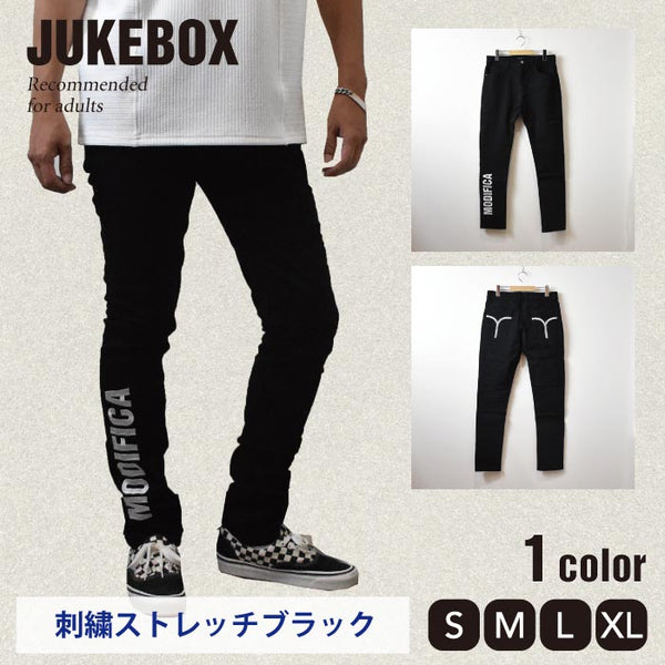 【JUKEBOX】ロゴ刺繍　ブラックパンツ